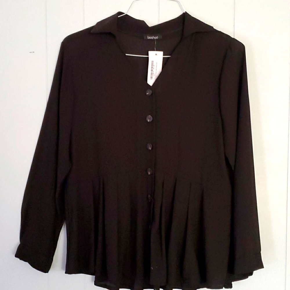 Plus pleated button detail perfume shirt